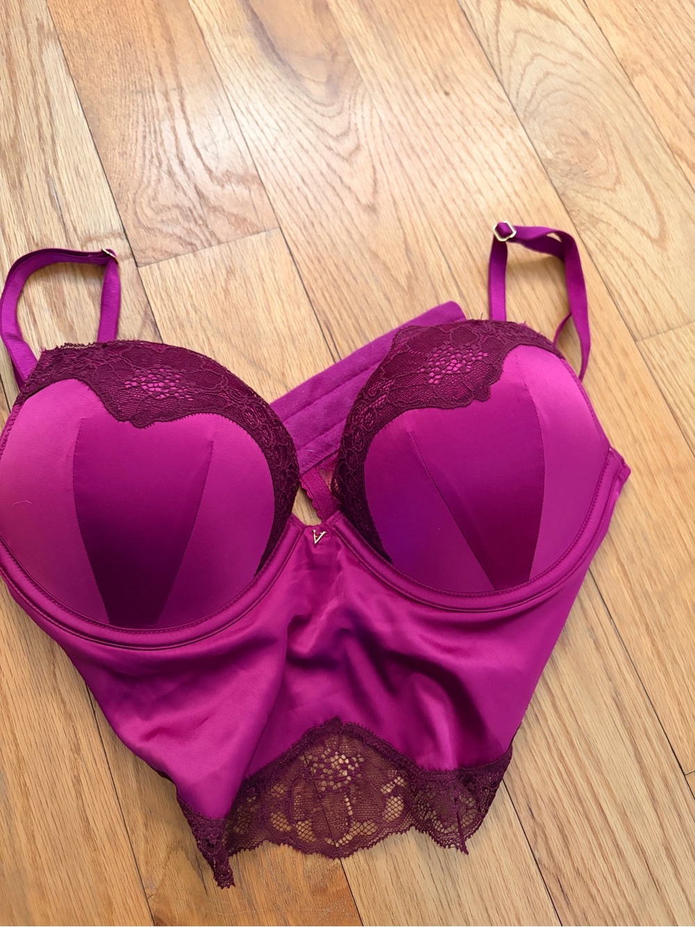 Victoria's Secret Deep Pink Longline Lace-Trim Bra